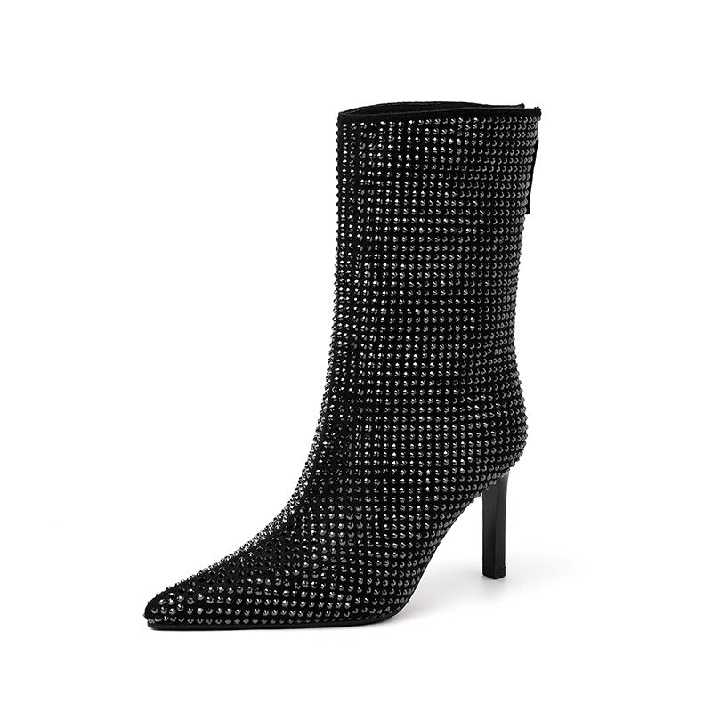 Rhinestone Heeled  Boots