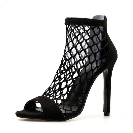 Mesh Fishnet Heels