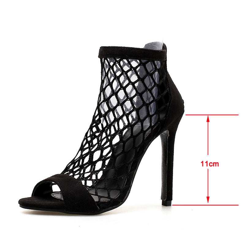 Mesh Fishnet Heels