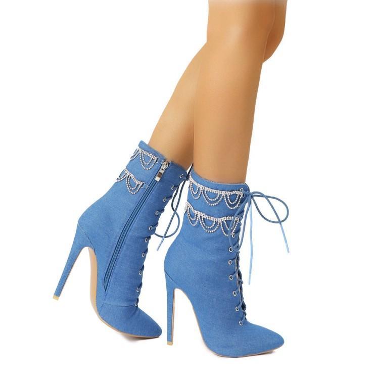 Jean Rhinestone Boots