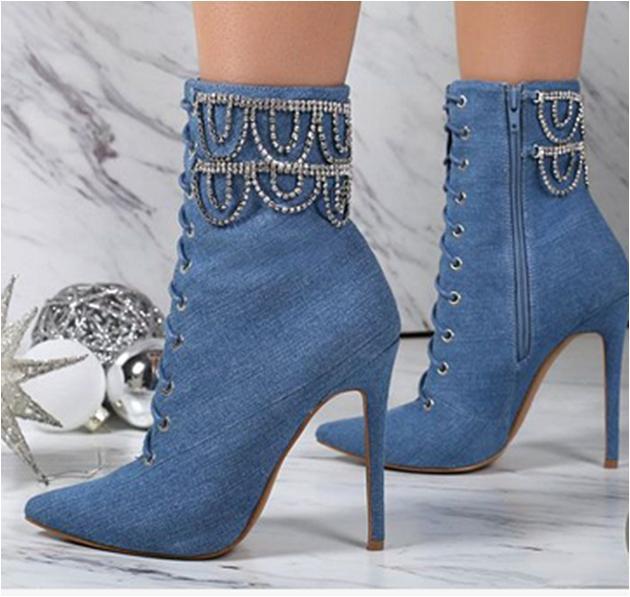 Jean Rhinestone Boots