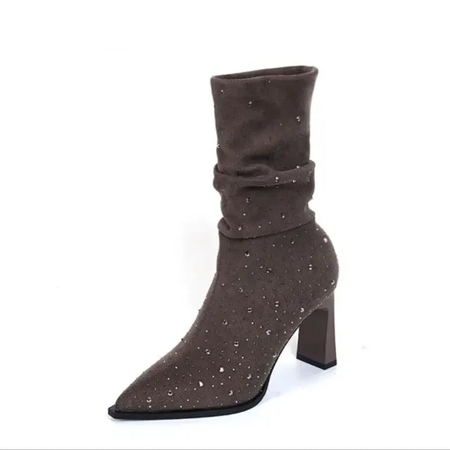 Sparkle Pointed Mid-calf Boots