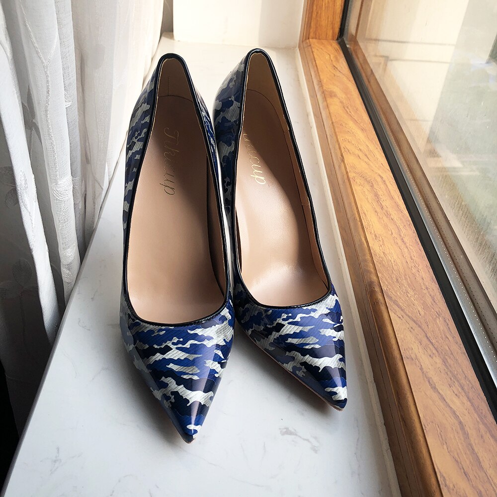 Blue Patent Printed Heels