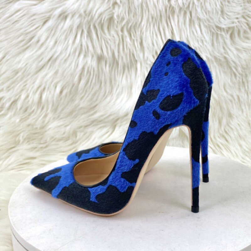 Blue Cow Print Pumps