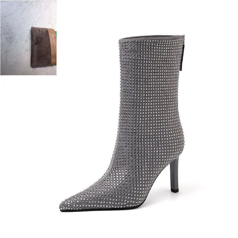 Rhinestone Heeled  Boots