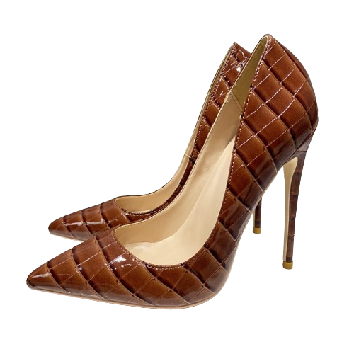 Coffee Brown Crocodile Pint Heels